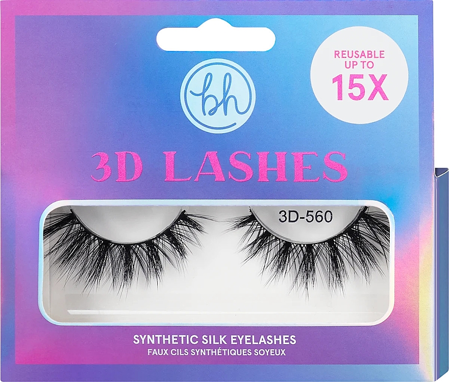 Falsche Wimpern - BH Cosmetics 3D Lashes Synthetic Silk Eyelashes 3D-560 — Bild N1