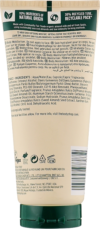 Feuchtigkeitsspendende Körperlotion für trockene und empfindliche Haut mit Mandelmilch - The Body Shop Almond Milk Body Lotion Vegan — Bild N2