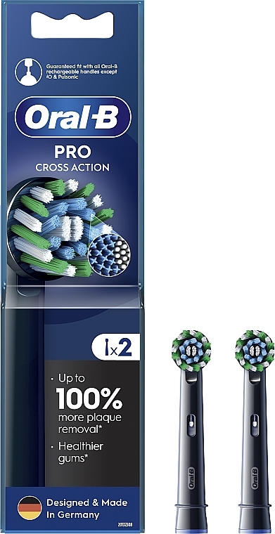 Ersatzkopf für elektrische Zahnbürste 2 St. - Oral-B Pro Cross Action Black  — Bild N1