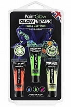 Neon-Gesichtsfarben-Set - PaintGlow Glow In the Dark Face & Body (Körperfarbe 3x12ml) — Bild N1