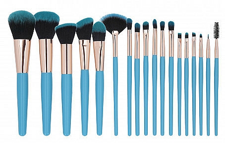 Make-up Pinselset 18-tlg. blau - Tools For Beauty MiMo Makeup Brush Blue Set — Bild N1
