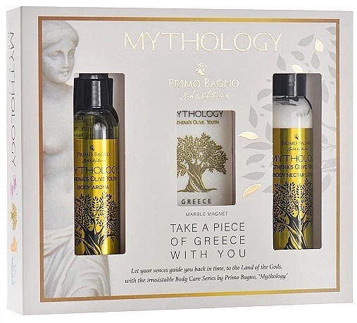 Körperpflegeset - Primo Bagno Mythology Athena's Olive Youth Set (Körpercreme 100ml + Parfümiertes Spray 100ml + Magnet) — Bild N1