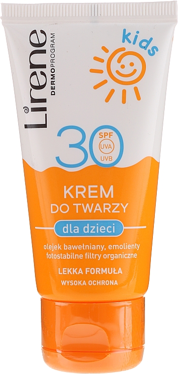 Sonnenschutzcreme für Kinder SPF 30 - Lirene Kids Sun Protection Face Cream SPF 30 — Bild N1
