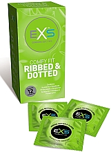 Gerippte Kondome mit Punkten 12 St. - EXS Condoms Comfy Fit Ribbed & Dotted — Bild N1