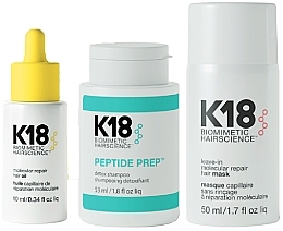 Haarpflegeset - K18 Hair Biomimetic Hairscience Damage Repair Starter Set Kit (Öl 10ml + Maske 50ml + Shampoo 53ml) — Bild N1