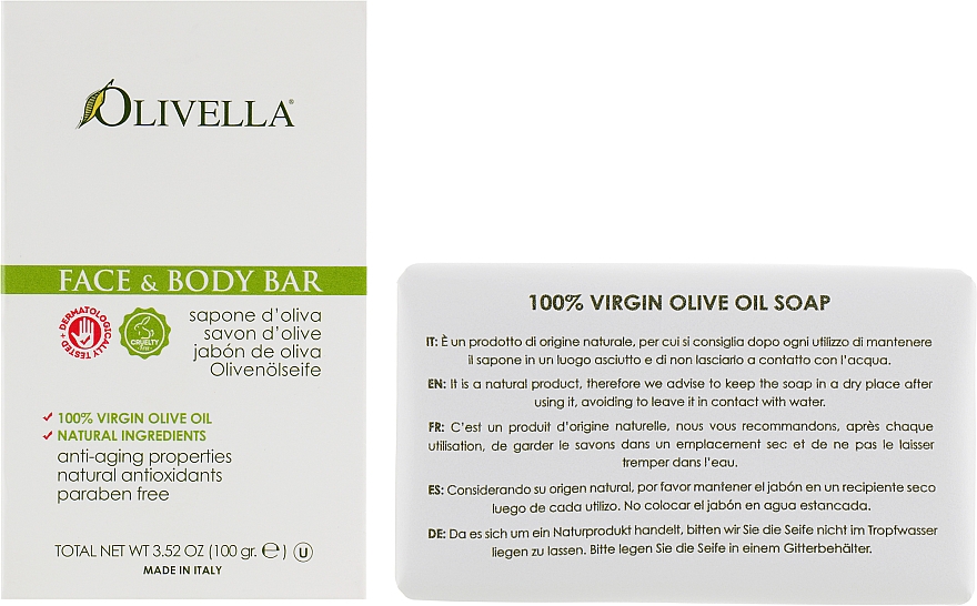 Gesichts- und Körperseife mit Olivenöl - Olivella Face & Body Soap Olive — Bild N1