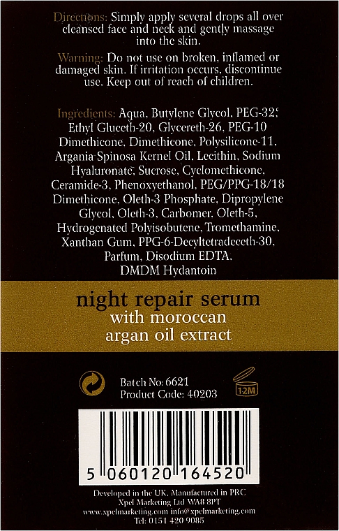 Regenerierendes Anti-Falten-Nachtserum - Xpel Argan Oil Night Repair Serum — Bild N3