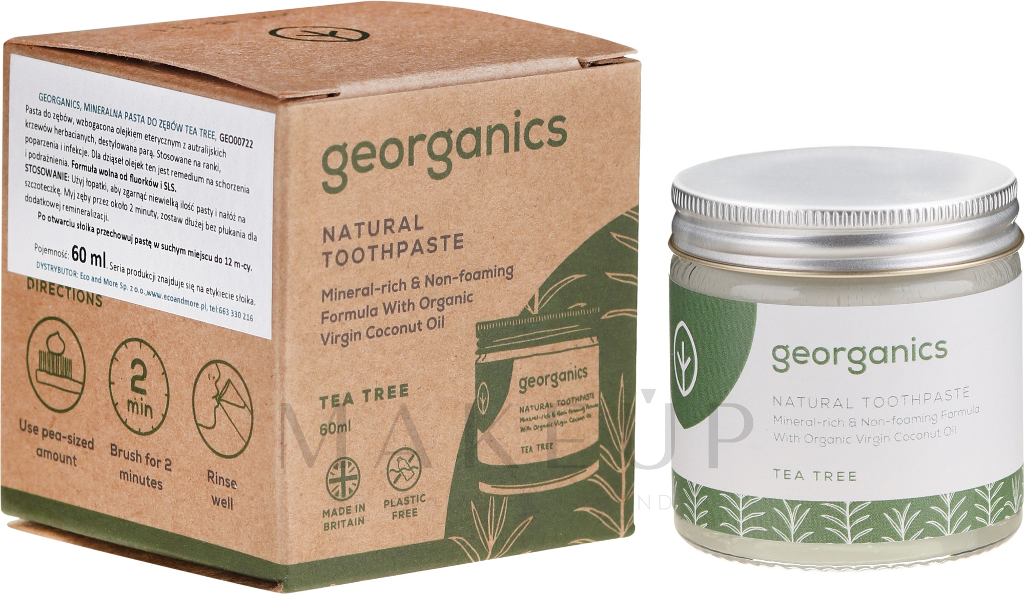 Natürliche Zahnpasta mit Teebaum-Geschmack - Georganics Tea Tree Natural Toothpaste — Bild 60 ml