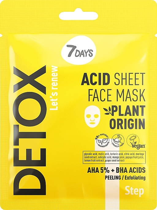 Peeling-Gesichtsmaske mit AHA- und BHA-Säuren - 7 Days Detox  — Bild N1