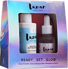 Düfte, Parfümerie und Kosmetik Make-up Set - Lunar Glow Ready Set Glow (Gesichtsprimer 30ml + Make-up Fixierspray 100ml + Schwamm zum Abschminken)
