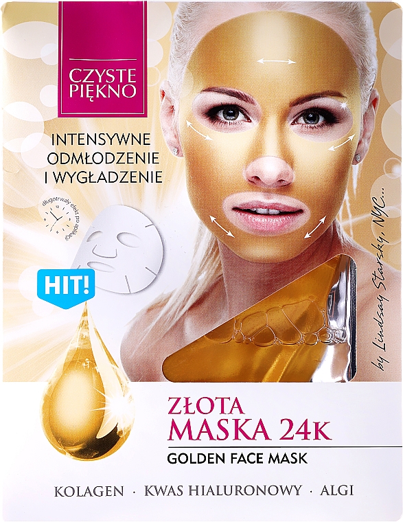 Verjüngende Gesichtsmaske mit Kollagen, Hyaluronsäure und Algen - Czyste Piekno Gold Face Mask — Bild N1