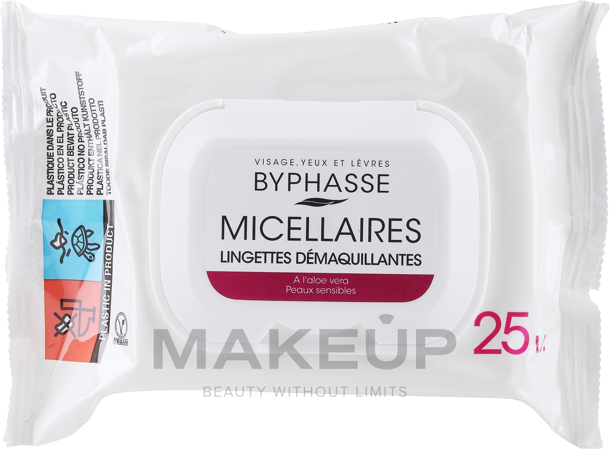 Make-up-Entfernungstücher 25 St. - Byphasse Make-up Remover Micellar Solution Sensitive Skin Wipes — Bild 25 St.