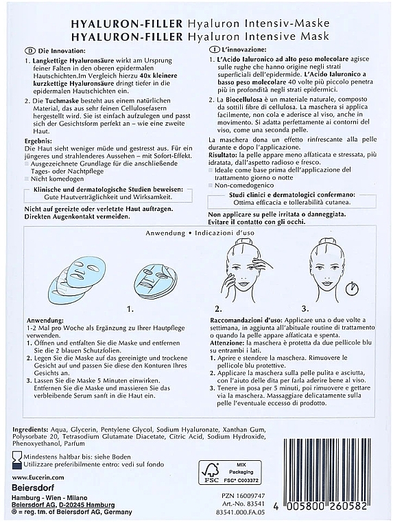 Intensive Anti-Aging Gesichtsmaske mit Hyaluronsäure - Eucerin Hyaluron-Filler Hyaluron Intensive Mask — Bild N5