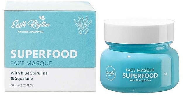 Gesichtsmaske mit blauer Spirulina und Squalan - Earth Rhythm Superfood Face Masque With Blue Spirulina & Squalane — Bild N1