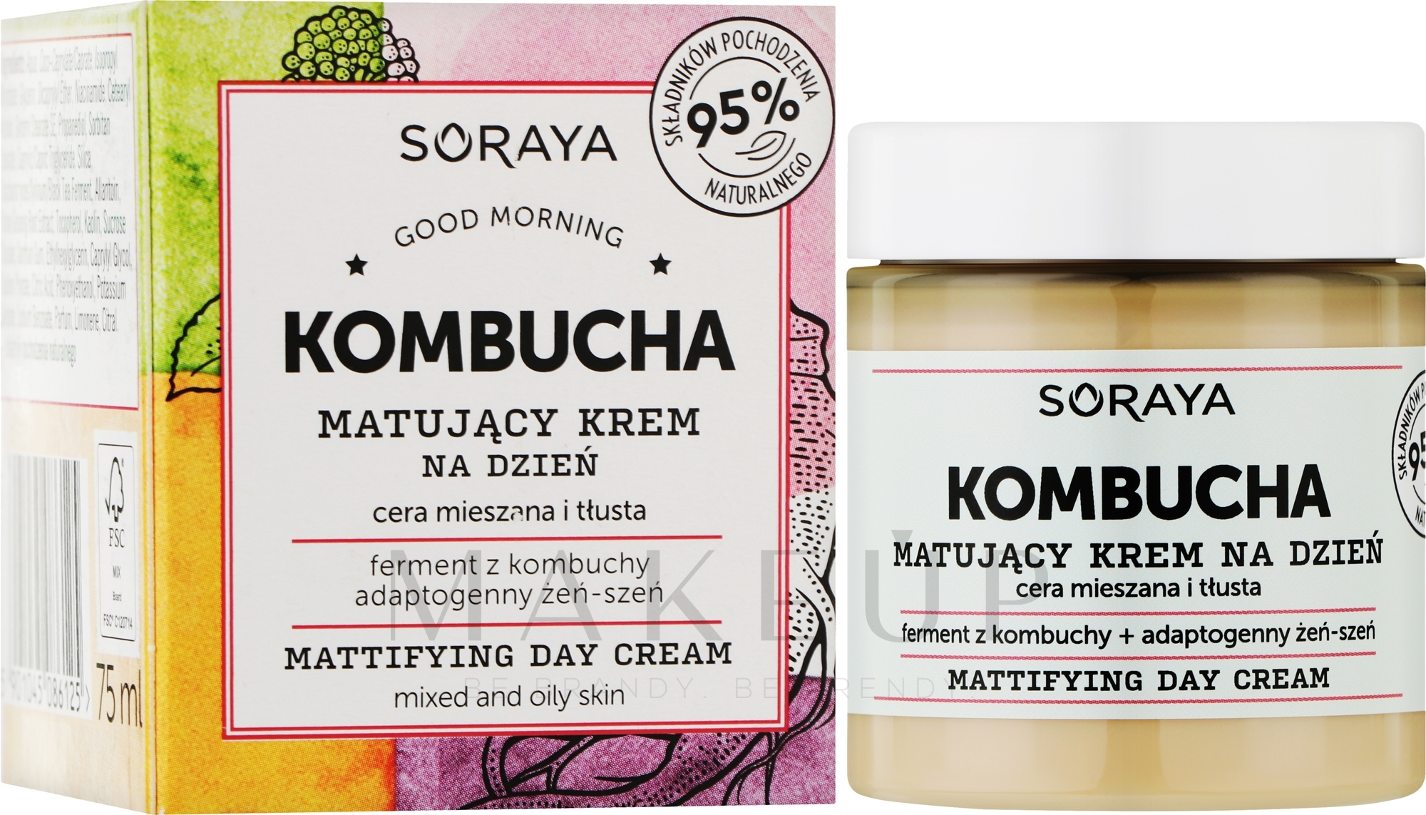 Mattierende Tagescreme für Mischhaut bis fettige Haut - Soraya Kombucha Mattifying Day Cream  — Bild 75 ml