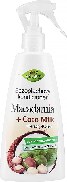 Regenerierender Leave-in Conditioner mit Macadamia, Kokosmilch, Koffein und Keratin - Bione Cosmetics Macadamia + Coco Milk — Bild N1