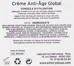 Pflegende Anti-Aging Gesichtscreme mit Omega 9, Vitamin E und Hyaluronsäure 60+ - Embryolisse Anti-Age Global Cream — Bild N3