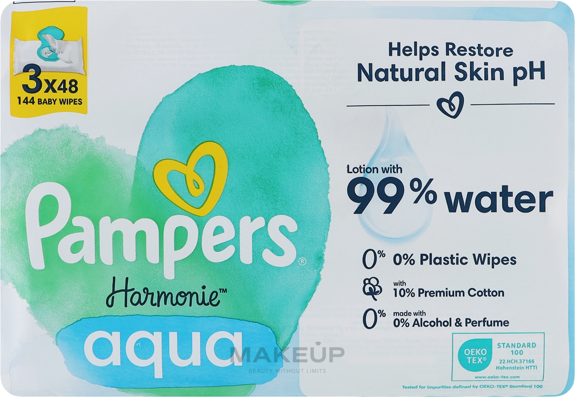 Feuchttücher für Babys 3x48 St. - Pampers Harmonie Aqua Baby Wipes — Bild 3 x 48 St.