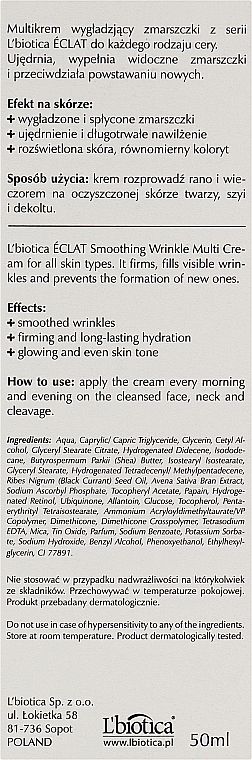 Glättende Anti-Falten Gesichtscreme mit Retinol, Coenzym Q10 und Samenöl der schwarzen Johannisbeere - L'biotica Eclat Clow Cream — Bild N4