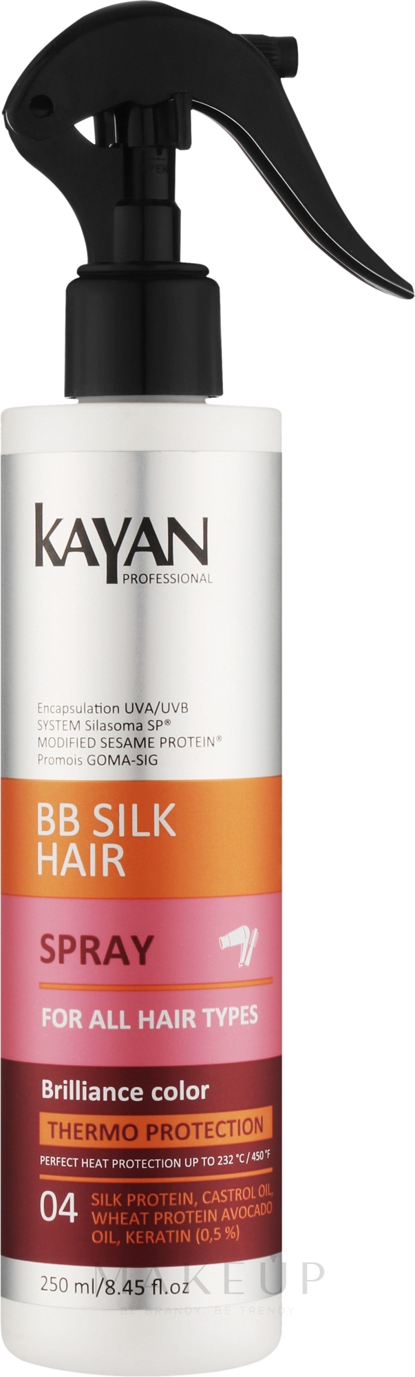 Hitzeschutzspray für coloriertes Haar - Kayan Professional BB Silk Hair Spray — Bild 250 ml