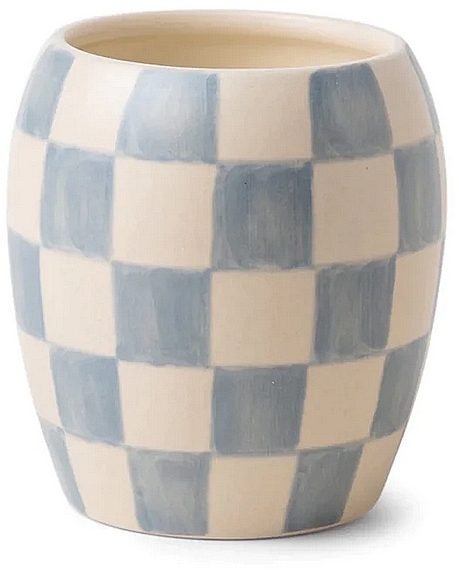 Duftkerze Baumwolle und Teak blau - Paddywax Checkered Porcelain Candle Light Blue Cotton & Teak — Bild N1