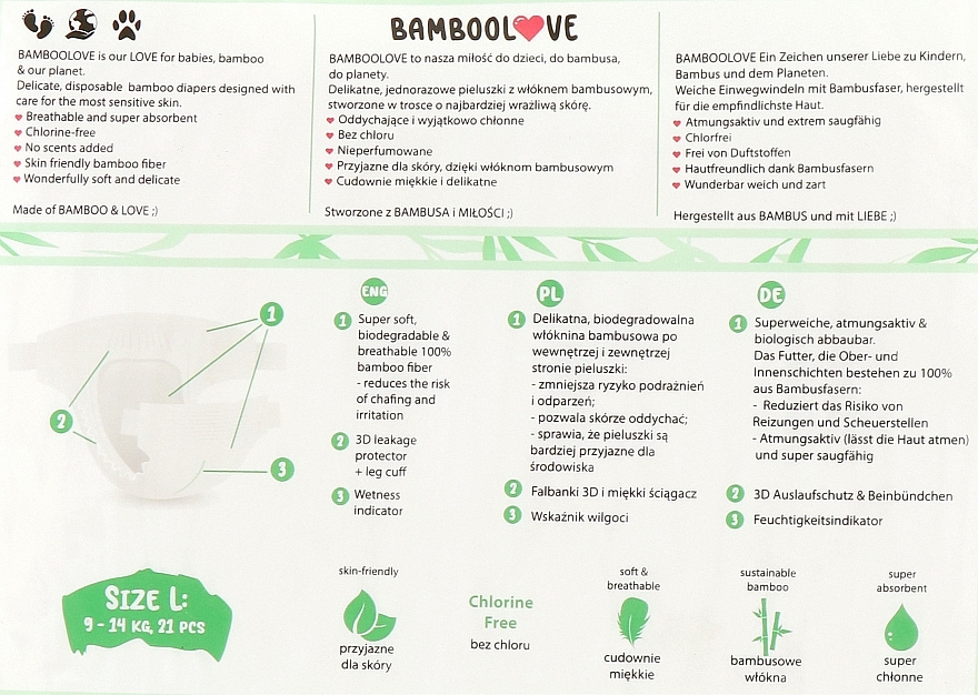 Windeln aus Bambus L (9-14 kg) 21 St. - Bamboolove — Bild N2