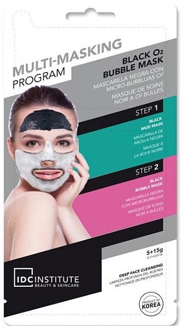 Multimask zur Tiefenreinigung des Gesichts - IDC Institute Multi-Masking Program Black O2 Bubble Mask — Bild N1