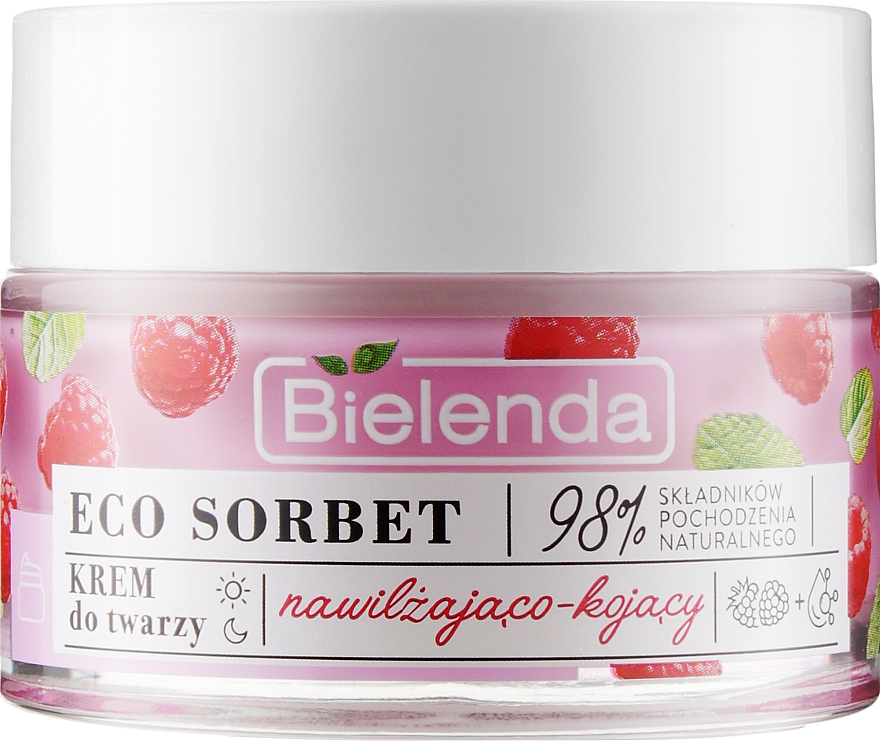 Feuchtigkeitsspendende und beruhigende Gesichtscreme mit Himbeerextrakt - Bielenda Eco Sorbet Moisturizing & Soothing Face Cream — Bild N2