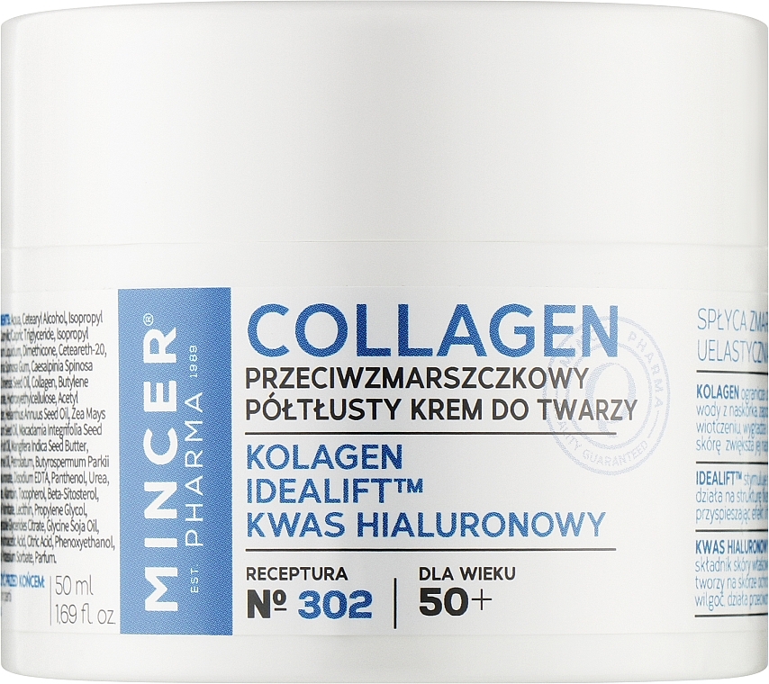 Anti-Falten fettige Gesichtscreme 50+ №302 - Mincer Pharma Collagen Face Cream — Bild N1