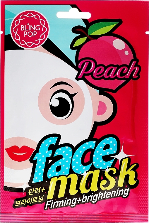 Aufhellende und straffende Tuchmaske mit Pfirsichextrakt - Bling Pop Peach Firming & Brightening Face Mask
