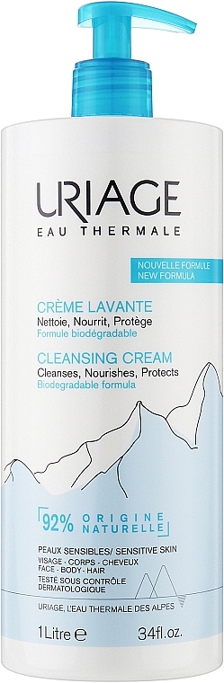 Pflegende und reinigende Gesichts- und Körpercreme für empfindliche Haut - Uriage Lavante Nourishing and Cleansing Cream New Texture