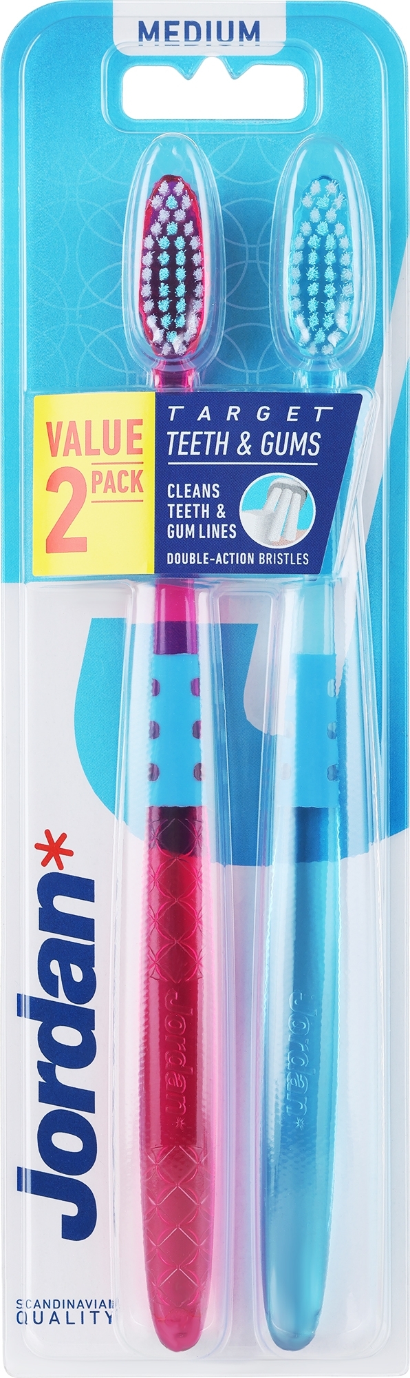 Zahnbürste mittel blau und rosa 2 St. - Jordan Target Teeth Toothbrush — Bild 2 St.