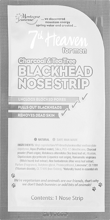 T-Zonen-Streifen - 7th Heaven Men's Blackhead T-Zone Strips Charcoal & Tea Tree — Bild N3