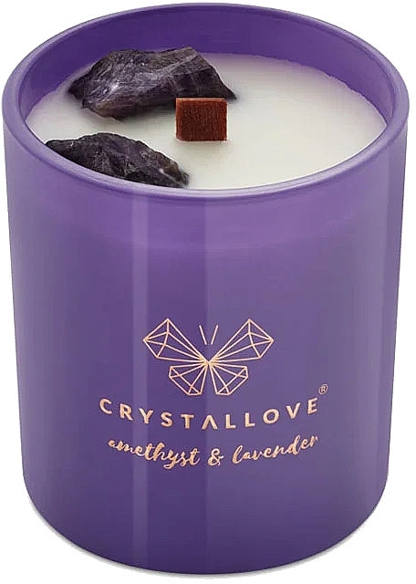 Sojakerze mit Amethyst und Lavendel - Crystallove Soy Candle With Amethyst And Lavender — Bild N1