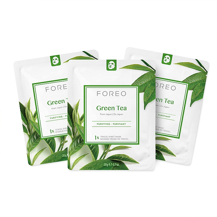 Tuchmaske für das Gesicht mit Grüntee-Extrakt - Foreo Green Tea Sheet Mask — Bild N7