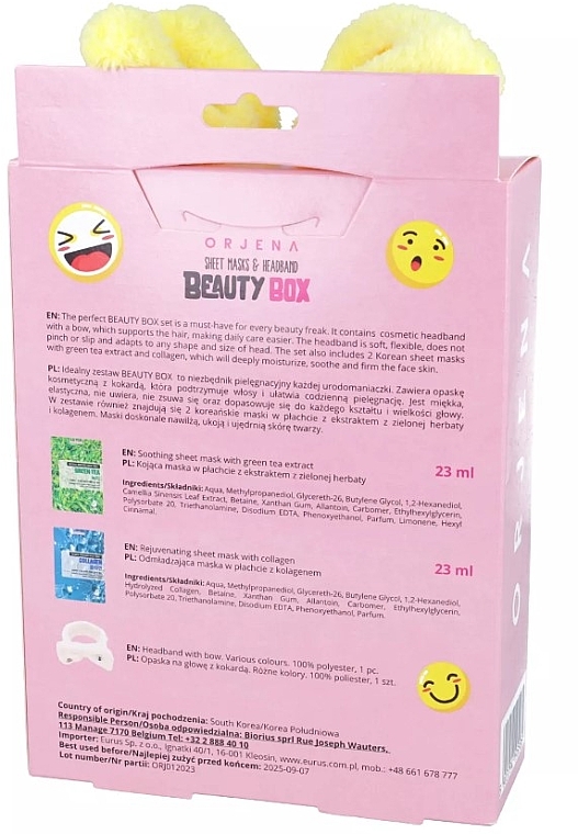 Gesichtspflegeset - Orjena Beauty Box (Gesichtsmaske 2x23ml + Haarband 1 St.) — Bild N2