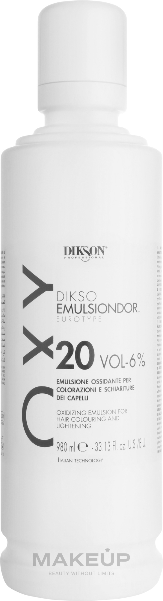 Entwicklerlotion 20 Vol (6%) - Dikson Tec Emulsiondor Eurotype 20 Volumi — Bild 980 ml