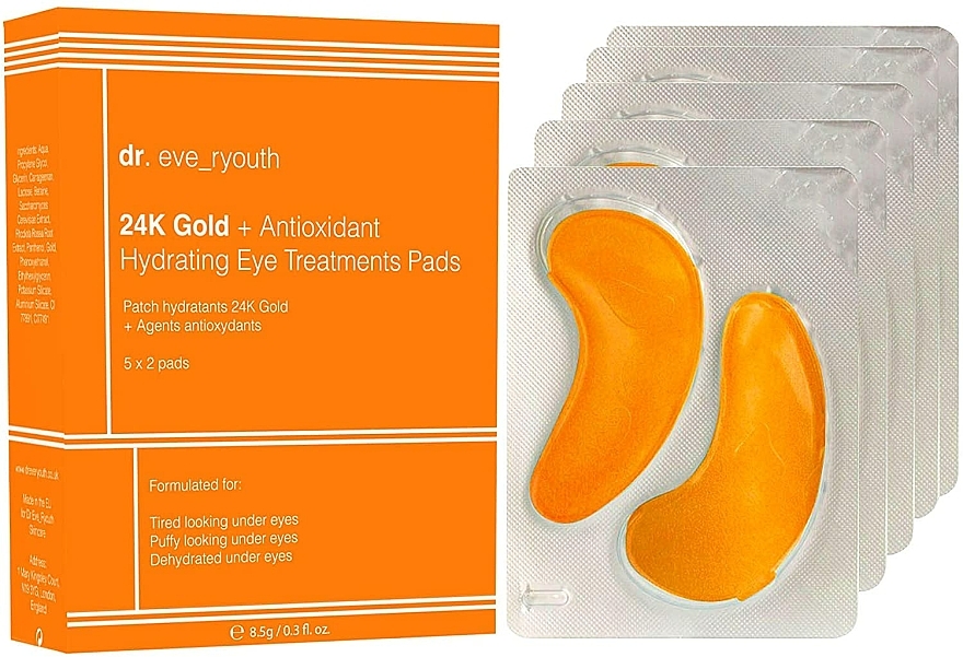 Feuchtigkeitsspendende Augenpatches mit 24K Gold, Vitaminen und Antioxidantien - Dr. Eve_Ryouth 24K Gold + Antioxidant Hydrating Eye Treatments Pads — Bild N1