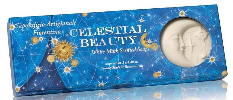 Naturseifenset Weißer Moschus - Saponificio Artigianale Celestial Beauty Sun or Moon White Musk Scented Soap Giotto Collection (Seife 3St. x125g) — Bild N1