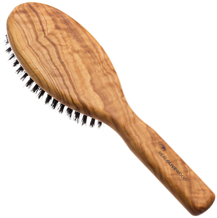 Haarstylingbürste aus Olivenholz - Hydrea London Olive Wood Styling Hair Brush Pure Boar Bristle — Bild N2