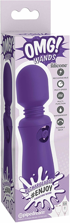 Vibrator violett - PipeDream OMG! Wands #Enjoy Rechargeable Vibrating Wand Purple — Bild N1