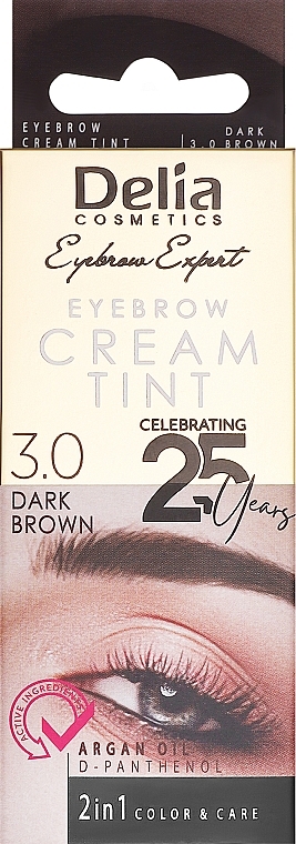 Farbcreme für die Augenbrauen dunkelbraun - Delia Brow Dye Cameleo Pro Green Dark Brown 3.0 — Bild N1