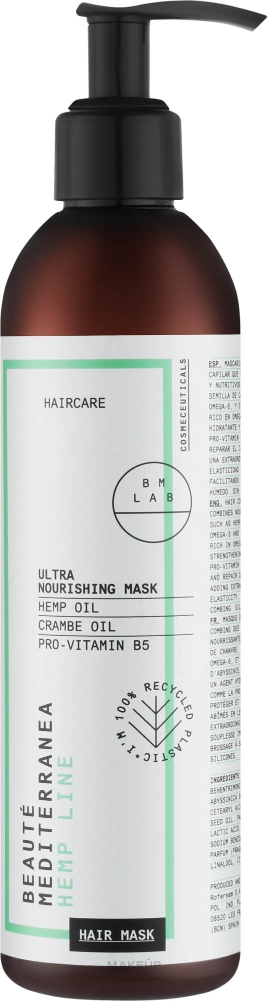Ultra nährende Haarmaske mit Hanf- und Crambeöl - Beaute Mediterranea Hemp Line Hair Mask Ultra Nourished Hair — Bild 300 ml