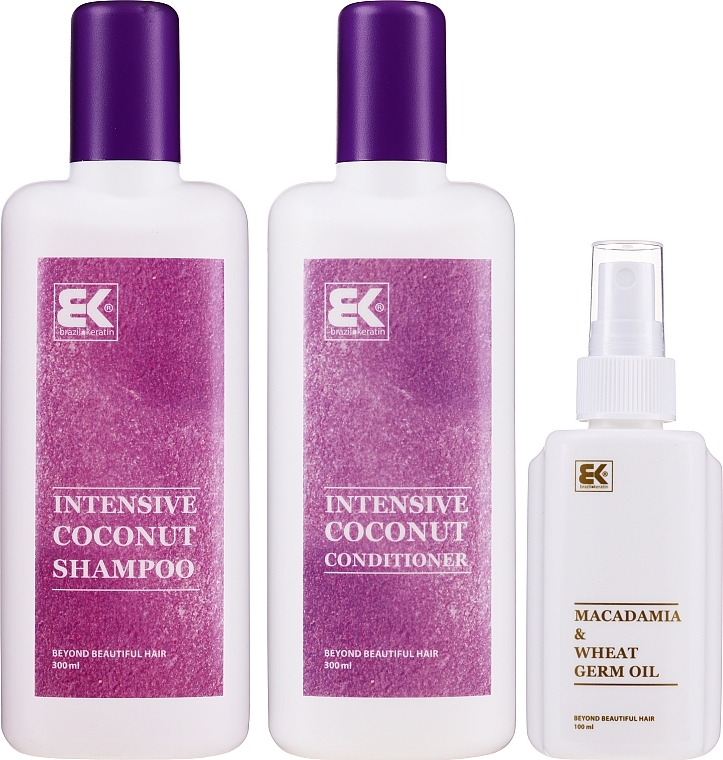 Haarpflegeset - Brazil Keratin Coconut Set (Shampoo 300ml + Conditioner 300ml + Haaröl 100ml) — Bild N2