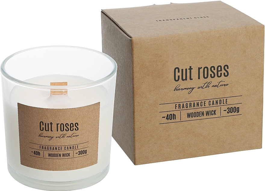 Duftkerze mit Holzdocht im runden Glas - Bispol Fragrance Candle Cut Roses  — Bild N2