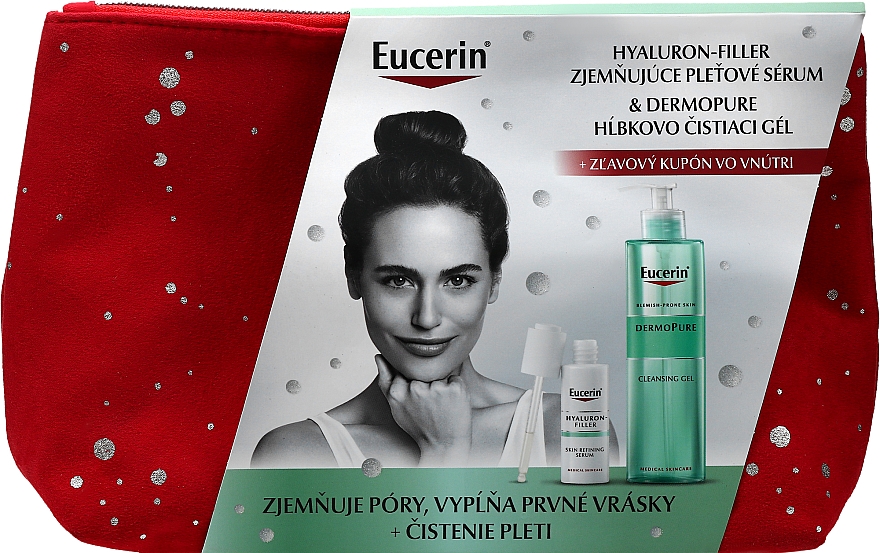 Gesichtspflegeset - Eucerin Dermo Pure + Hyaluron Filler Skin Care Gift Set (Gesichtswaschgel 400ml + Gesichtsserum 30ml + Kosmetiktasche 1 St.) — Bild N1
