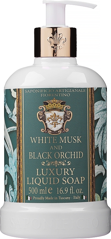 Natürliche Flüssigseife Weißer Moschus und schwarze Orchidee - Saponificio Artigianale Fiorentino White Musk and Black Orchid Luxury Liquid Soap — Bild N1