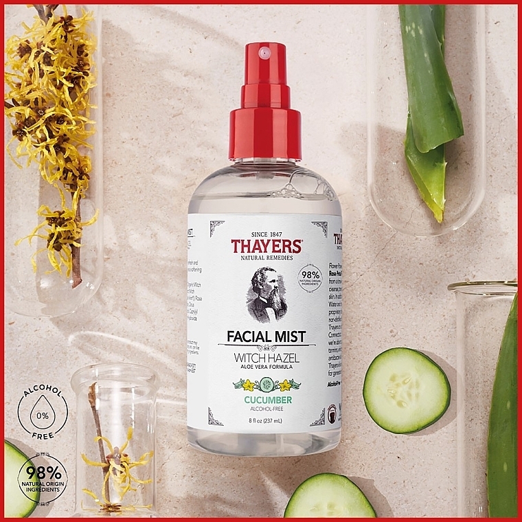 Tonikum-Spray für das Gesicht mit Gurke - Thayers Alcohol-free Witch Hazel Facial Mist Toner With Aloe Vera Formula Cucumber — Bild N3