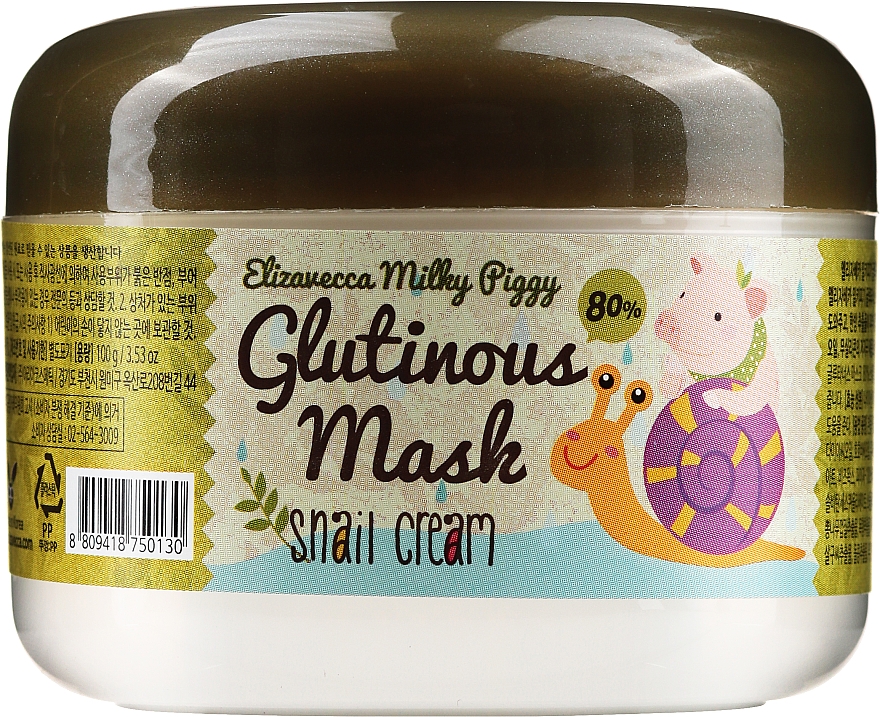 Creme-Maske für die Nacht mit Schneckenschleim - Elizavecca Face Care Milky Piggy Glutinous Mask 80% Snail Cream — Bild N1