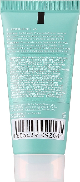 Mineralische Sonnenschutzcreme für das Gesicht  - Paula's Choice Calm Barrier Protect Mineral Sunscreen Broad Spectrum SPF30  — Bild N2